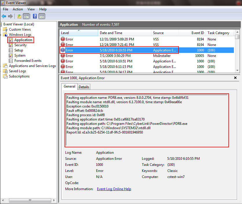 Windows Vista Crash Logs