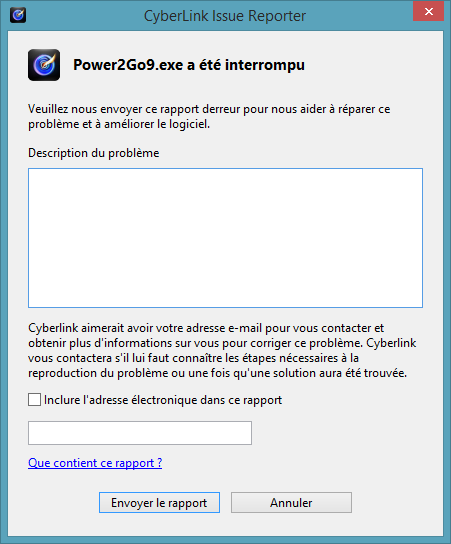 Power2Go.exe a cessé de fonctionner