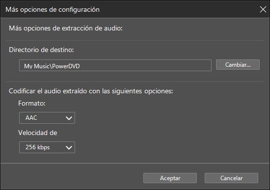 Más opciones de configuración